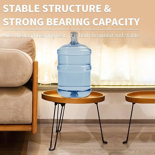 HYNAWIN Foldable Tray Table,Round Side Table with Metal Legs,Bamboo Portable Coffee Table for Living Room, Patio, Office,Camping