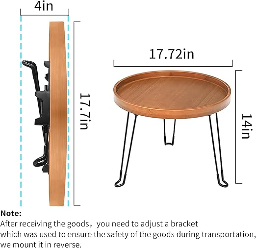 HYNAWIN Foldable Tray Table,Round Side Table with Metal Legs,Bamboo Portable Coffee Table for Living Room, Patio, Office,Camping