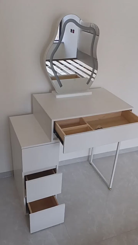 Modern Multifunctional Dressing Tables with LED Light Minimalist Bedroom Furniture Makeup Vanity Table with Mirror Drawer